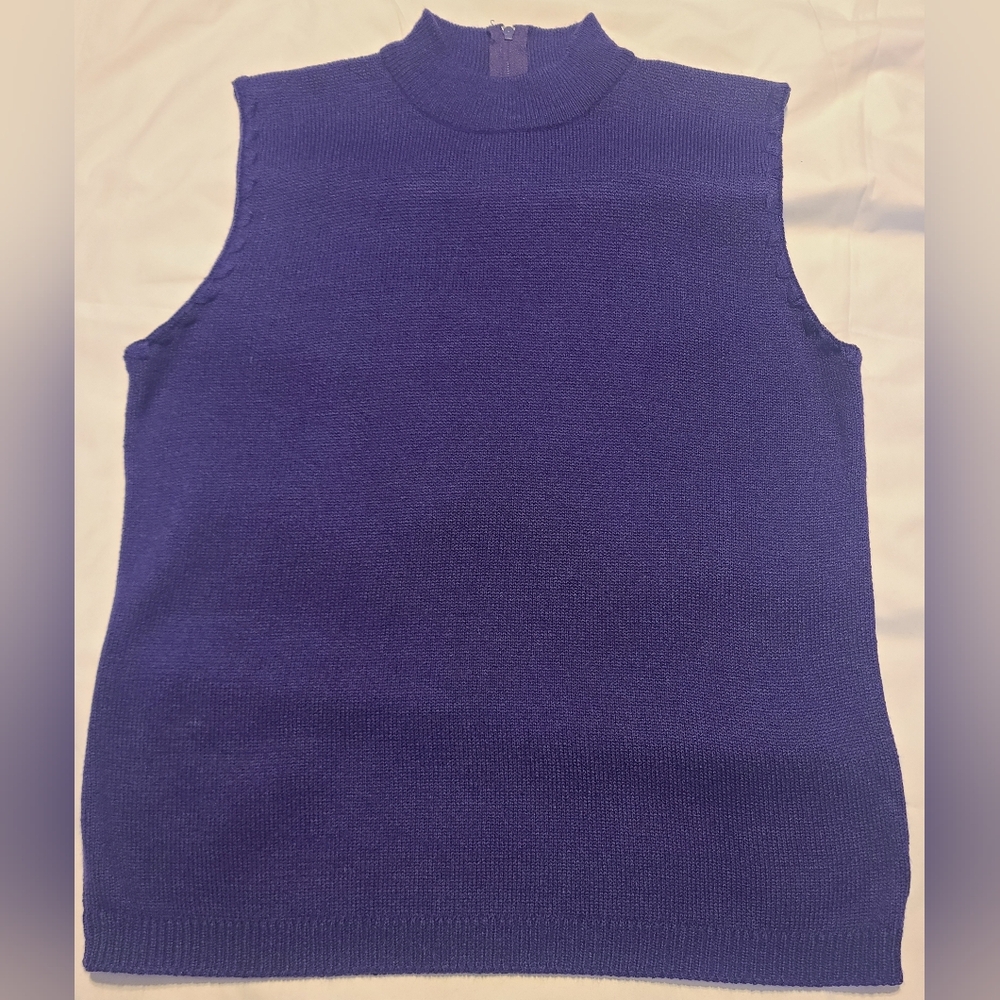 San Remo by laura knits Sleeveless Sweater Purple High Neck Back Zipper M